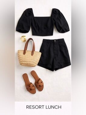 Magali Pascal Cropped Blouse | Black Puff Sleeve Top | Resort to City Chic